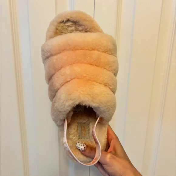 UGG Soft Peach Fluffy Slippers - Picture 4 of 5